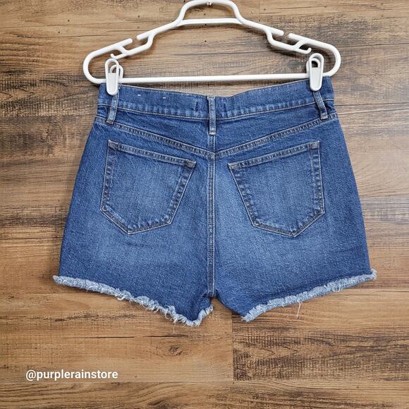 Loft Jeans Cut Off Shorts Size 4 High Rise Medium Dark Wash Stretch Denim - Picture 2 of 12